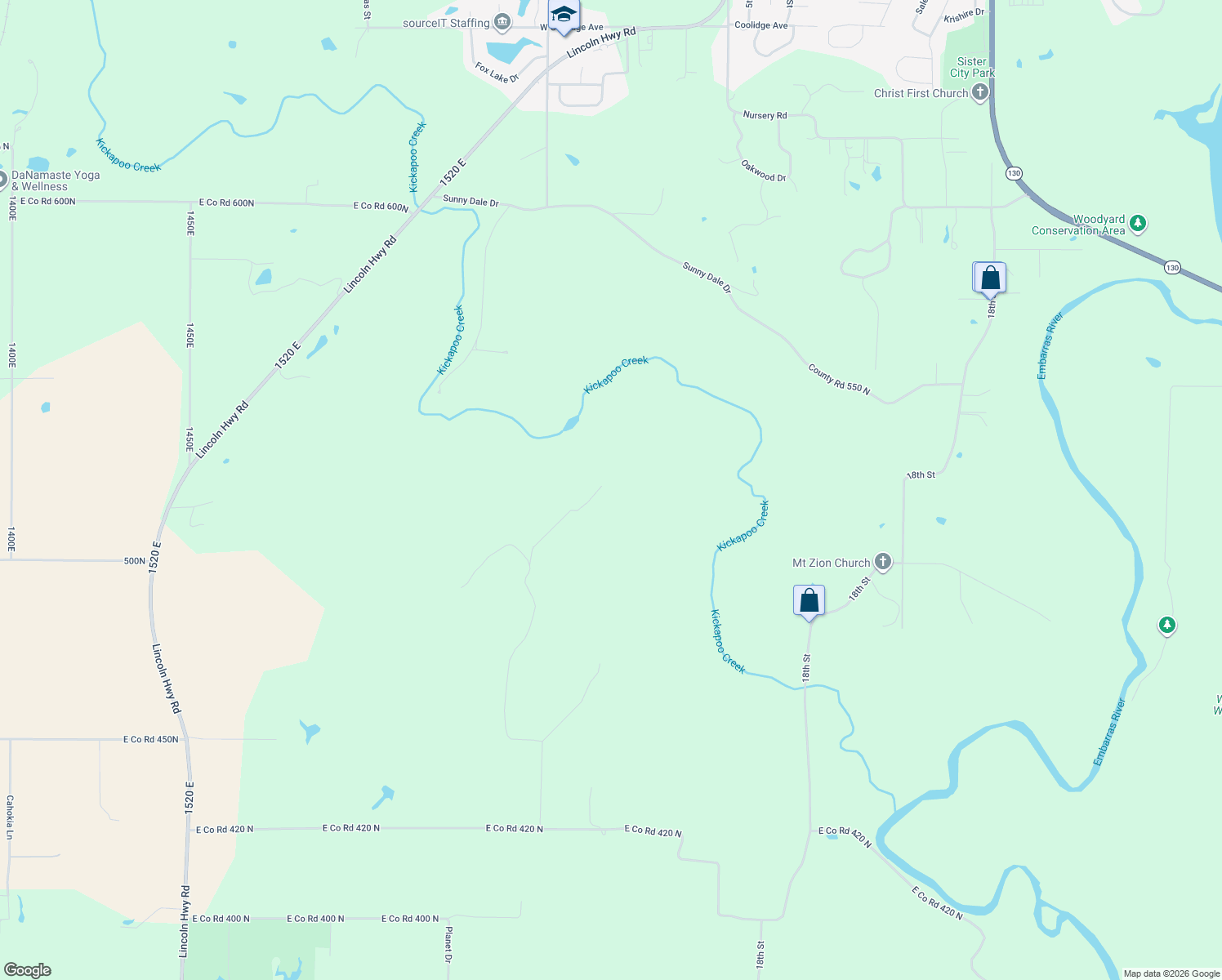 map of restaurants, bars, coffee shops, grocery stores, and more near 64 Kickapoo Valley Drive in Charleston