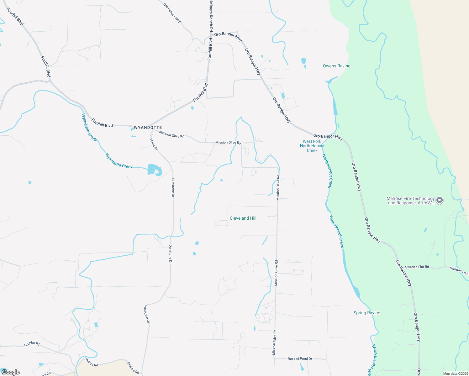 map of restaurants, bars, coffee shops, grocery stores, and more near 51 Nugget Ranch Road in Oroville