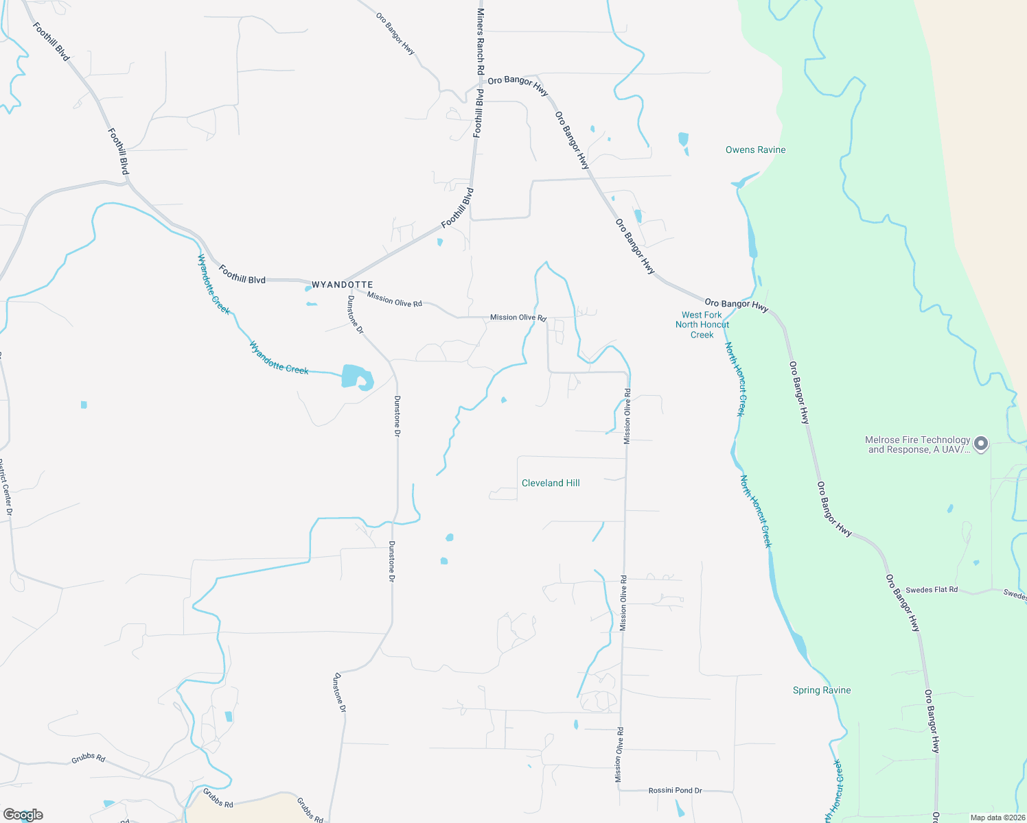 map of restaurants, bars, coffee shops, grocery stores, and more near 51 Nugget Ranch Road in Oroville