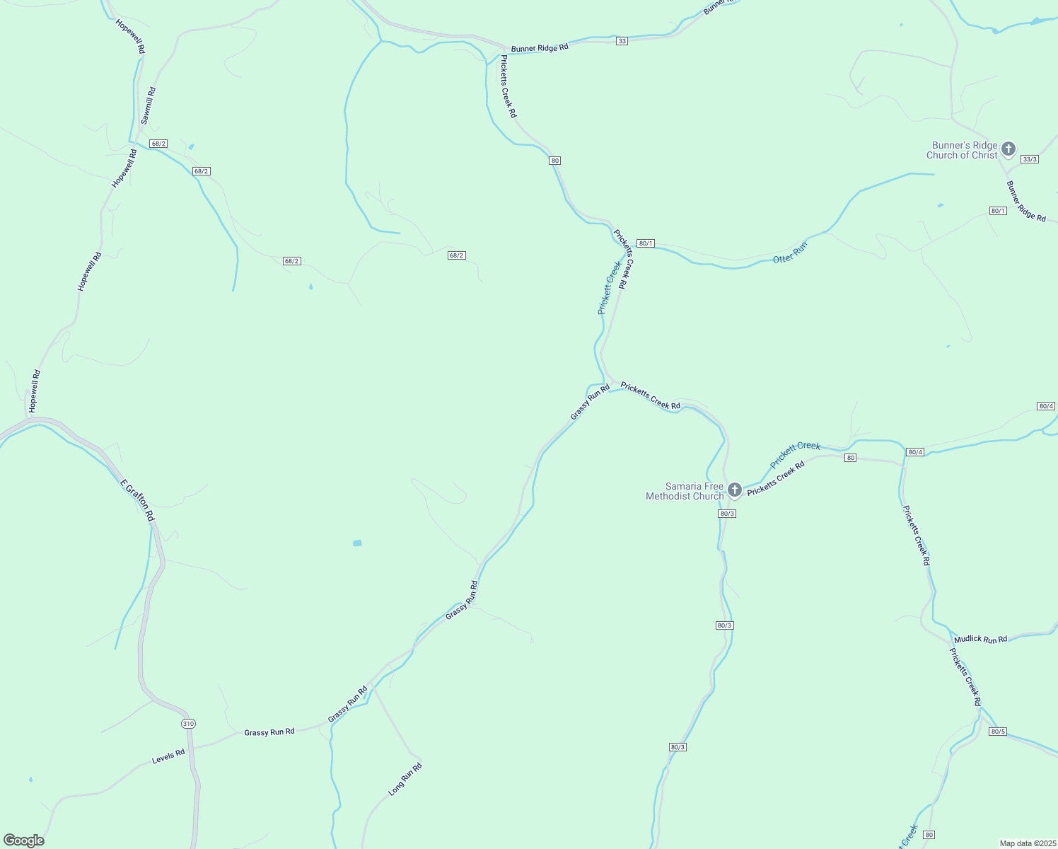 map of restaurants, bars, coffee shops, grocery stores, and more near 695 Grassy Run in Fairmont
