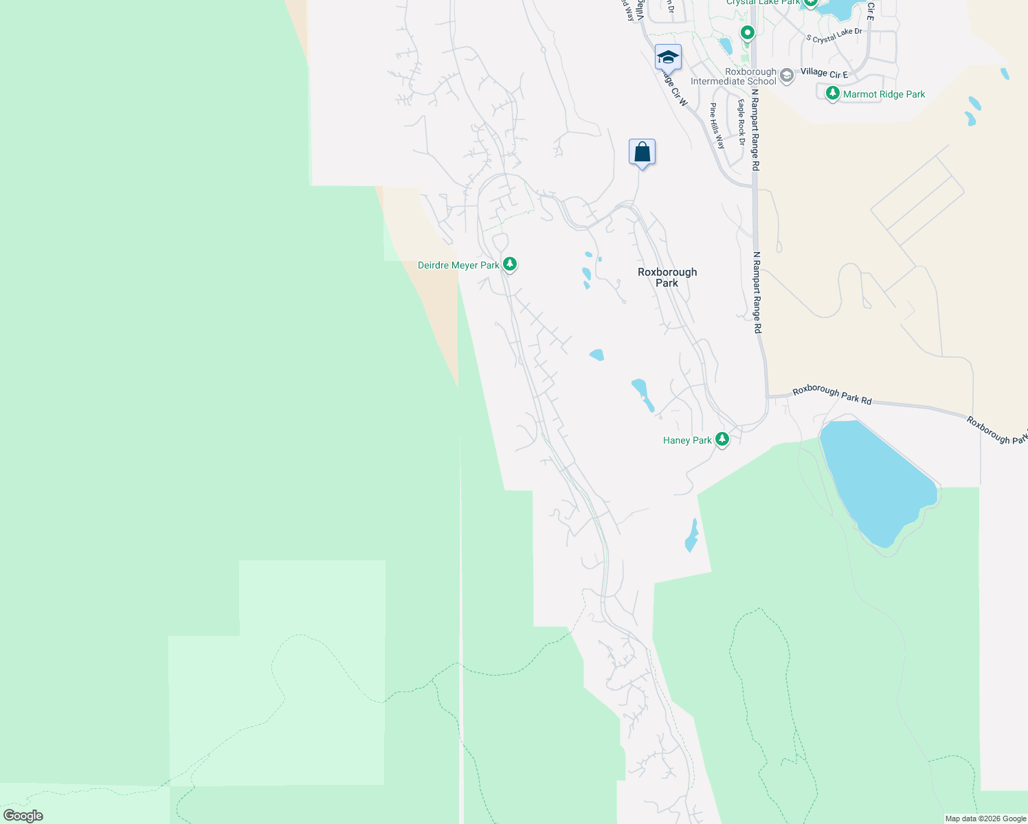 map of restaurants, bars, coffee shops, grocery stores, and more near 6254 Buffalo Run in Littleton