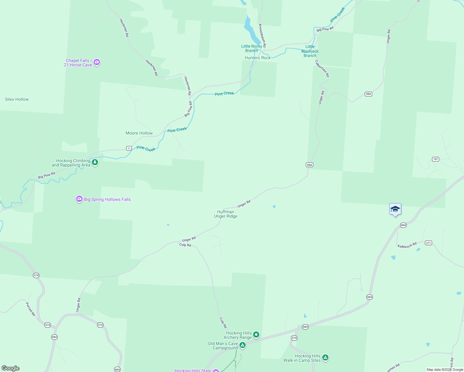 map of restaurants, bars, coffee shops, grocery stores, and more near 19351 Unger Road in Logan