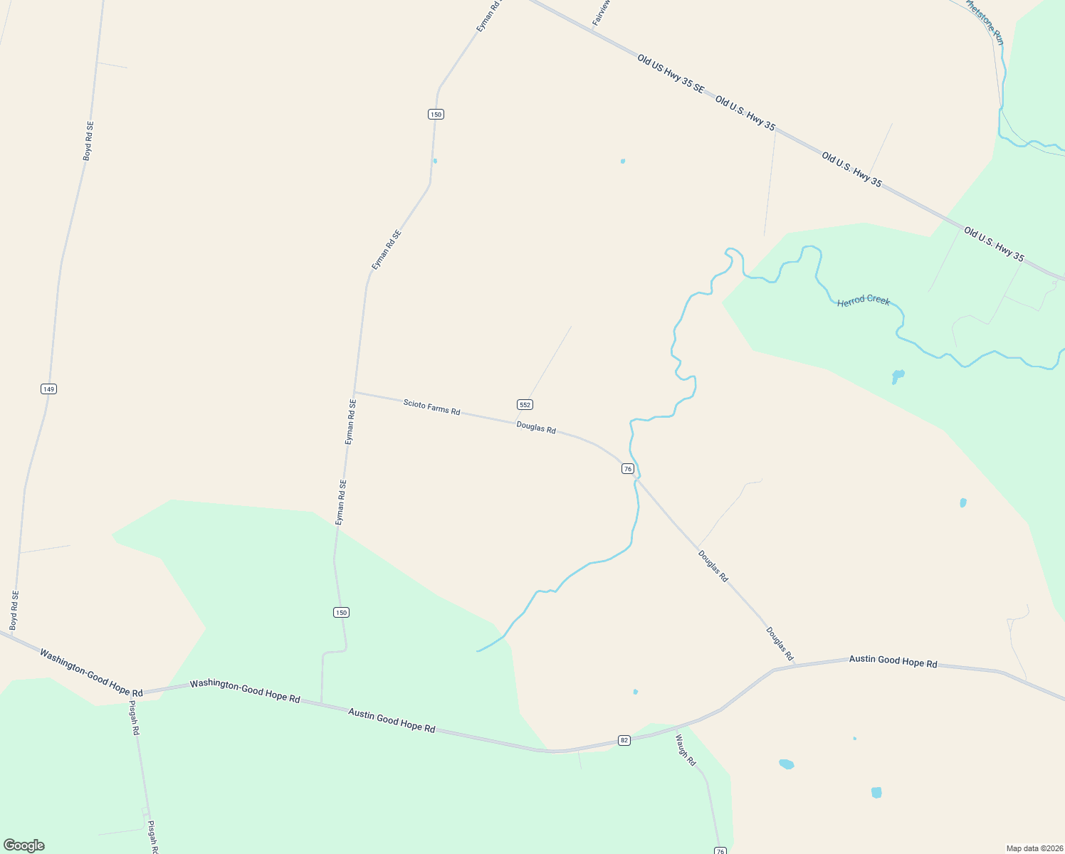 map of restaurants, bars, coffee shops, grocery stores, and more near 548 Douglas Road in Washington Court House