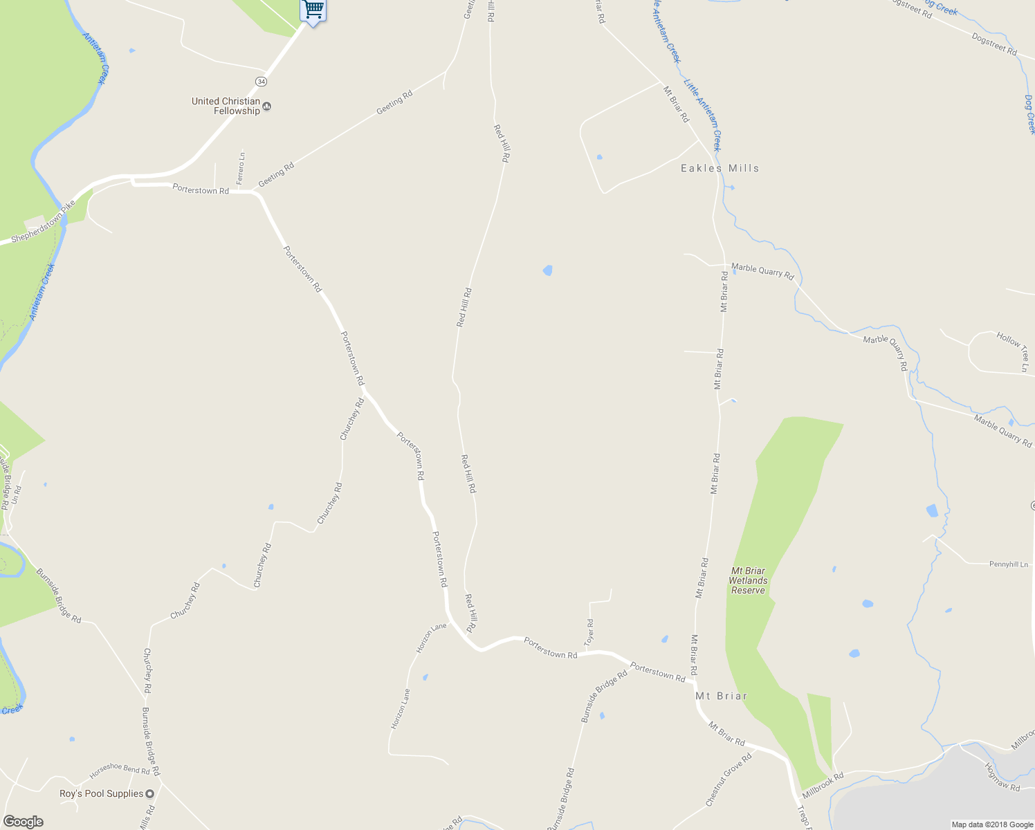 map of restaurants, bars, coffee shops, grocery stores, and more near 5117 Red Hill Road in Keedysville