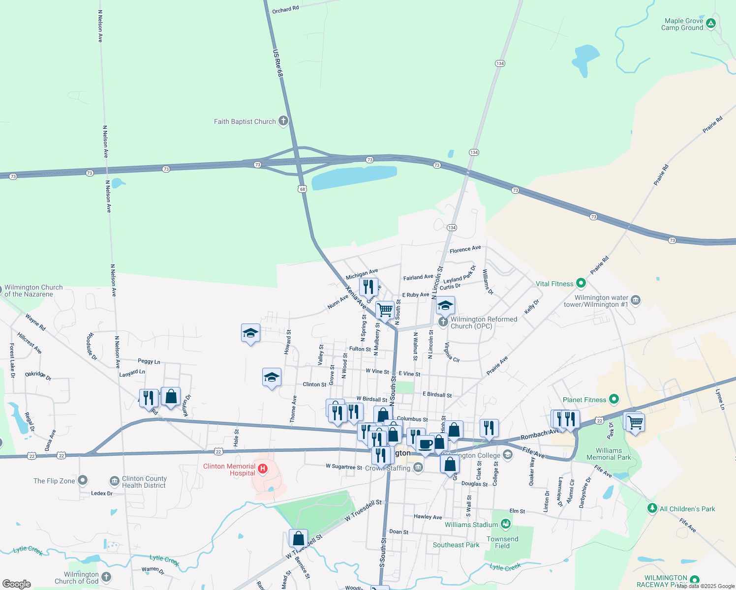 map of restaurants, bars, coffee shops, grocery stores, and more near 176 A St in Wilmington
