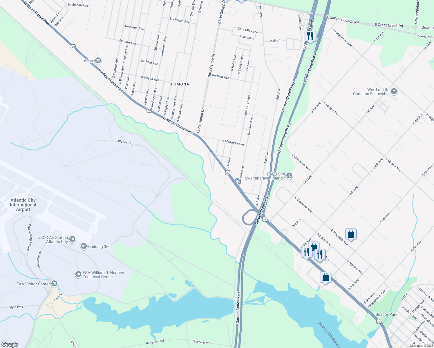 map of restaurants, bars, coffee shops, grocery stores, and more near 509 South Genista Avenue in Absecon