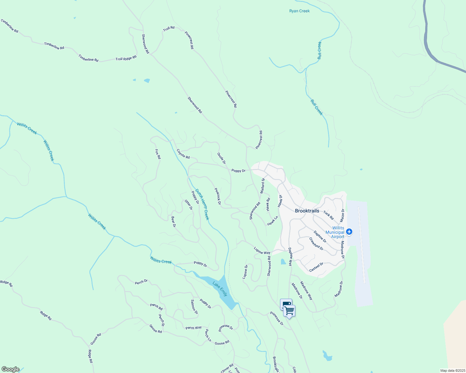 map of restaurants, bars, coffee shops, grocery stores, and more near 26881 Oriole Dr in Willits