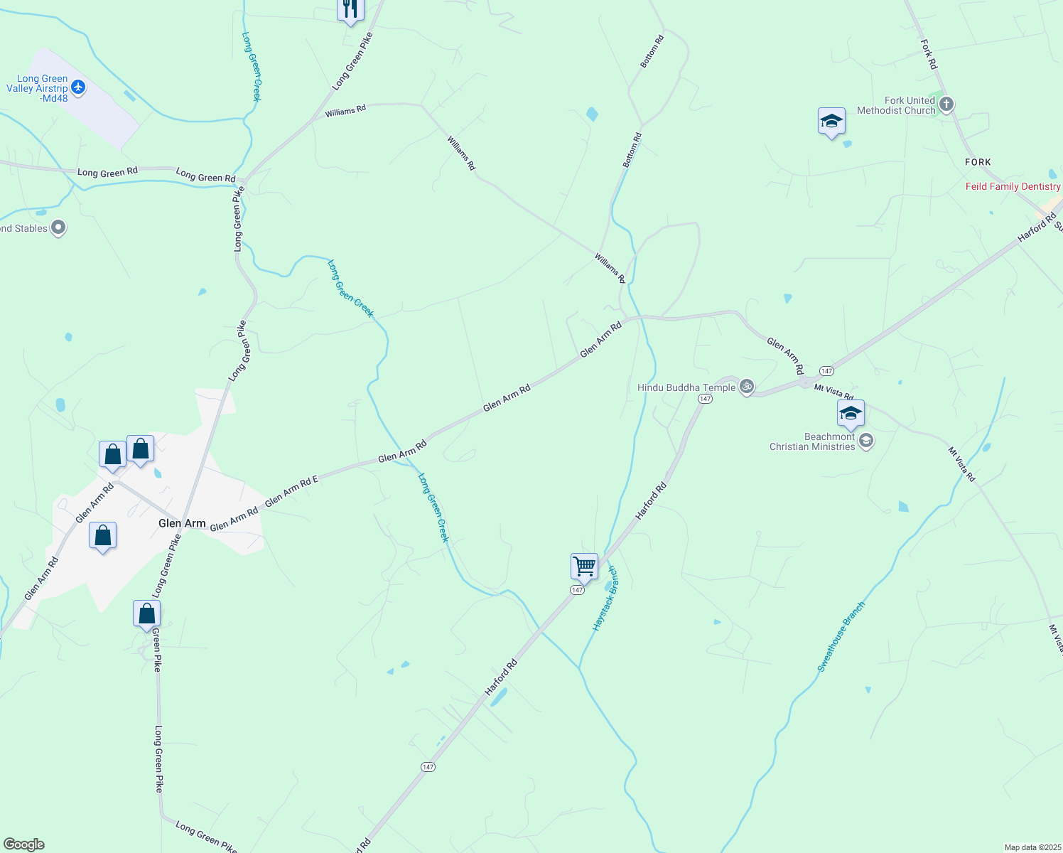 map of restaurants, bars, coffee shops, grocery stores, and more near 5839 Glen Arm Road in Glen Arm