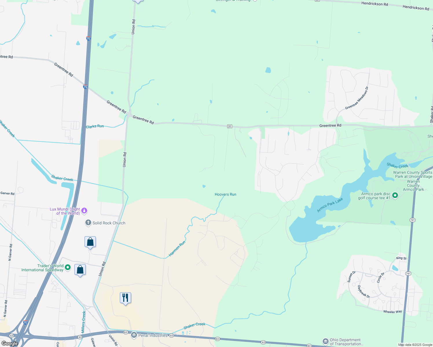 map of restaurants, bars, coffee shops, grocery stores, and more near 1259 Barton Lane in Lebanon