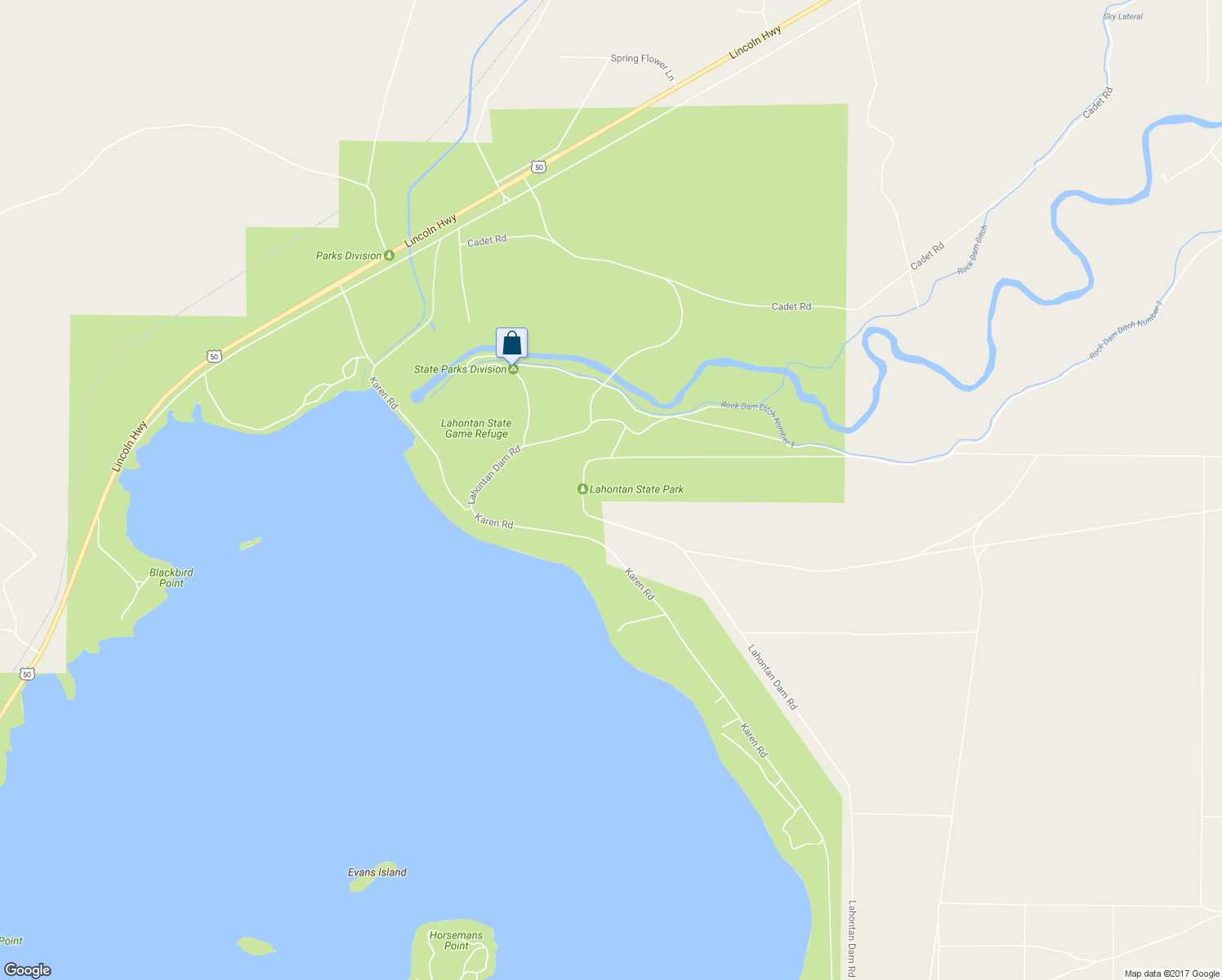 map of restaurants, bars, coffee shops, grocery stores, and more near 17001 Lahontan Dam Road in Fallon