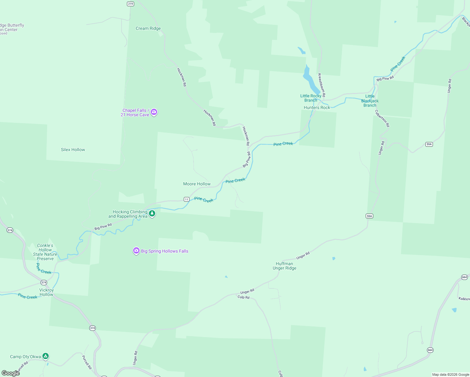 map of restaurants, bars, coffee shops, grocery stores, and more near 25873 Big Pine Road in Rockbridge