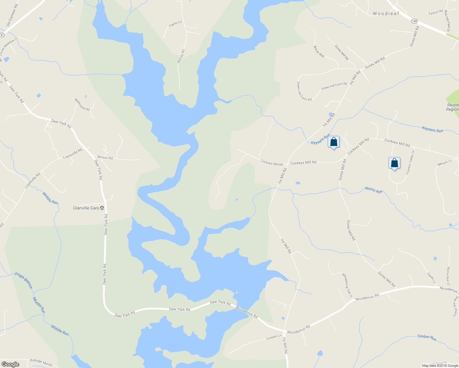 map of restaurants, bars, coffee shops, grocery stores, and more near 1109 Cockeys Mill Road in Reisterstown