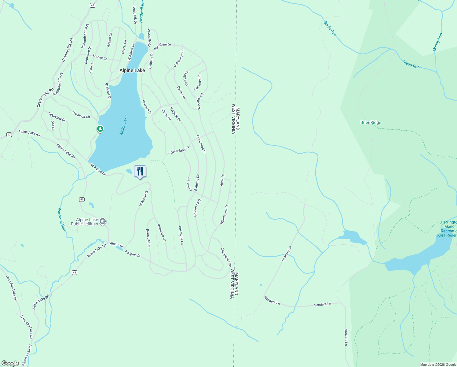 map of restaurants, bars, coffee shops, grocery stores, and more near 688 Windflower Drive in Terra Alta