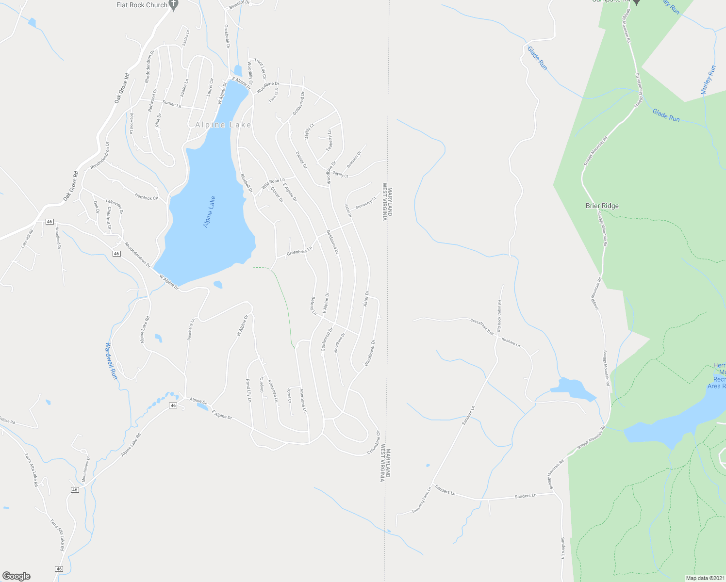 map of restaurants, bars, coffee shops, grocery stores, and more near 409 Aster Drive in Terra Alta