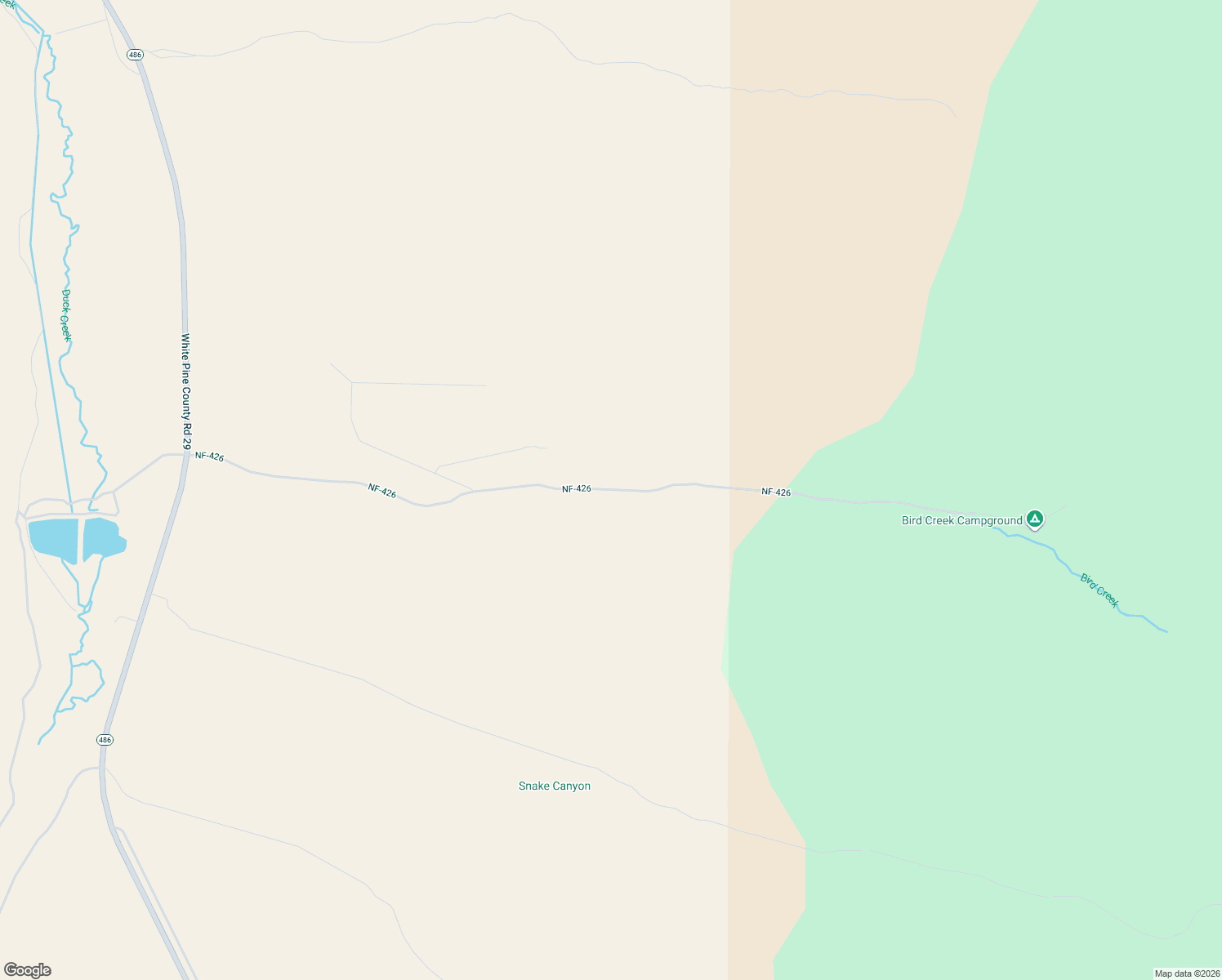 map of restaurants, bars, coffee shops, grocery stores, and more near National Forest Development Road 426 in White Pine County