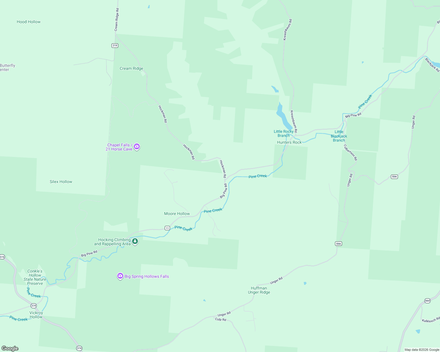 map of restaurants, bars, coffee shops, grocery stores, and more near 18591 Hockman Road in Rockbridge