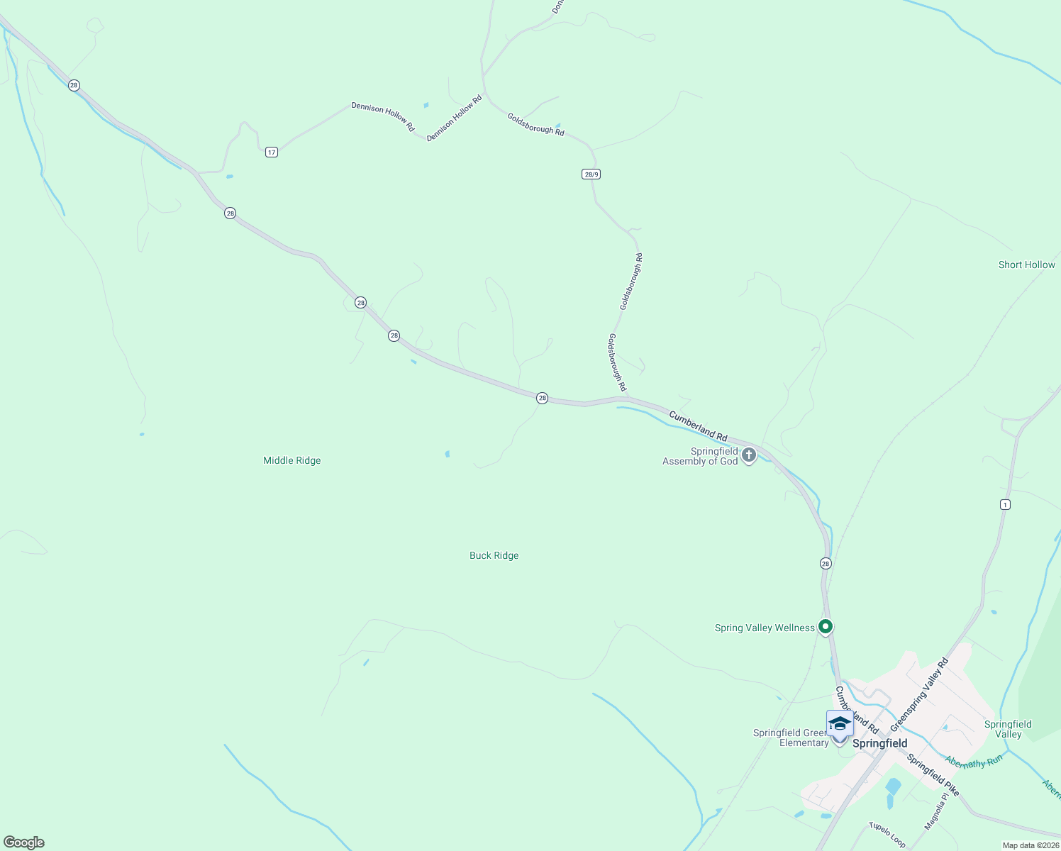 map of restaurants, bars, coffee shops, grocery stores, and more near 97 Stormy Lane in Springfield