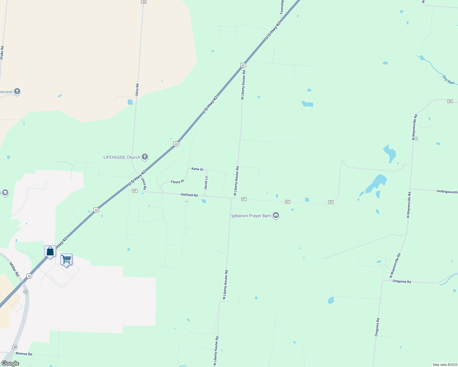 map of restaurants, bars, coffee shops, grocery stores, and more near 2736 Katie Dr in Lebanon