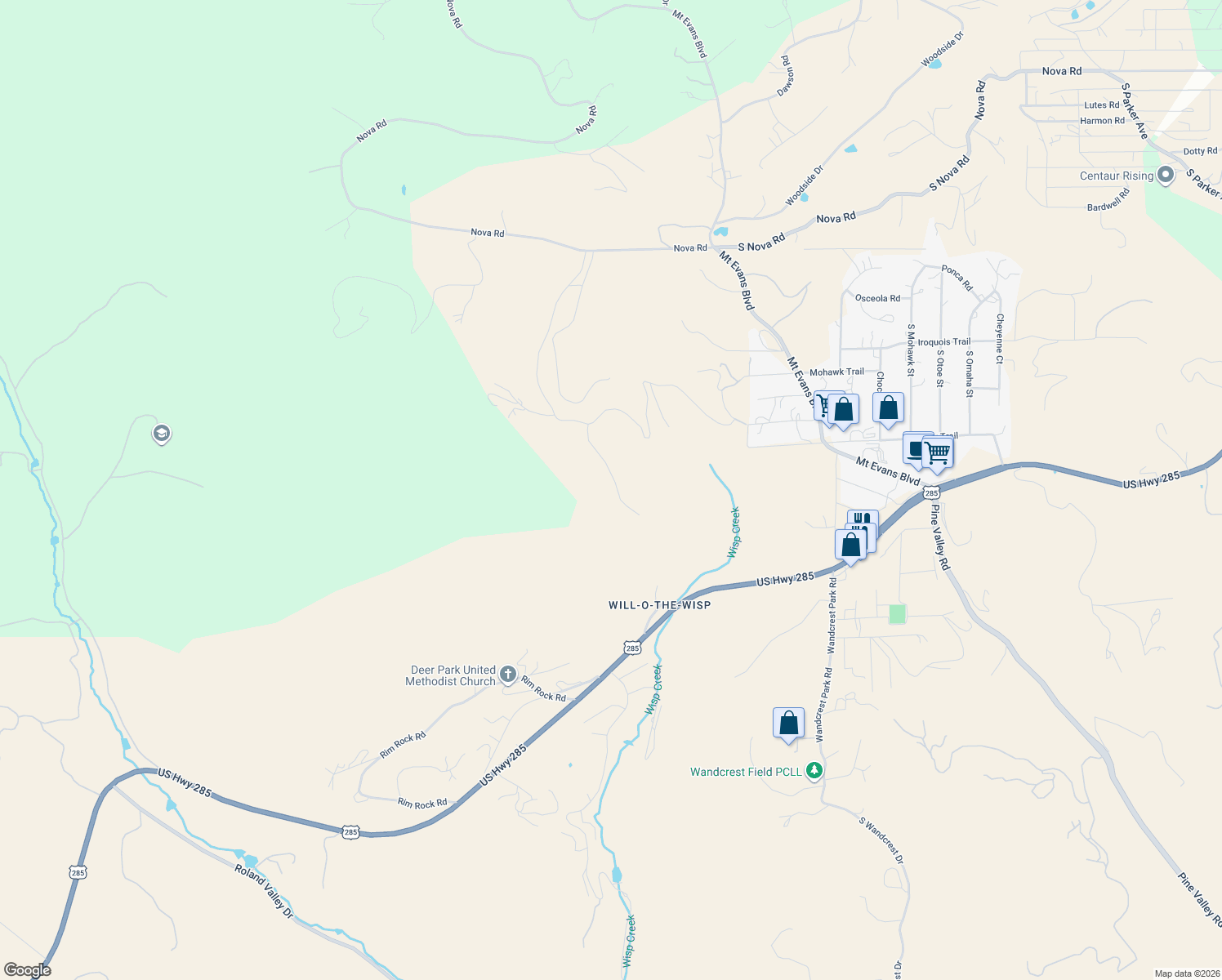 map of restaurants, bars, coffee shops, grocery stores, and more near 251 Diamond Drive in Pine