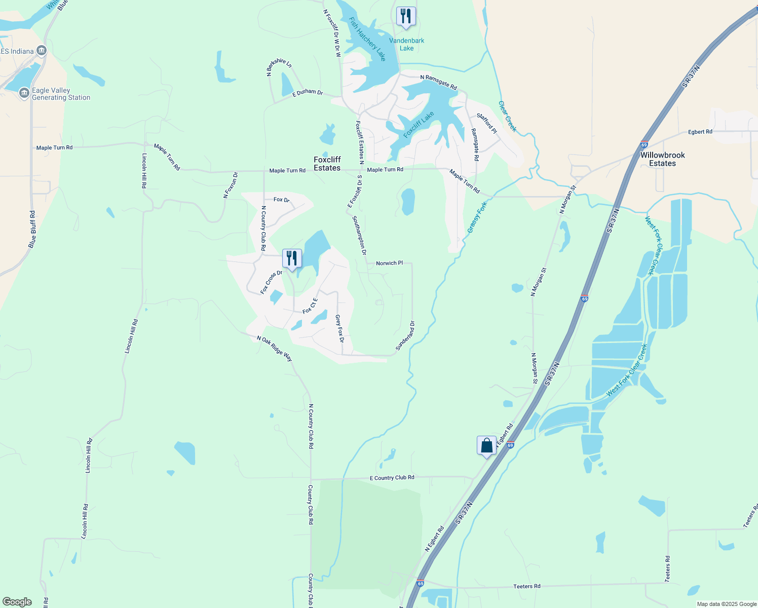 map of restaurants, bars, coffee shops, grocery stores, and more near 2820 Southampton Drive in Martinsville
