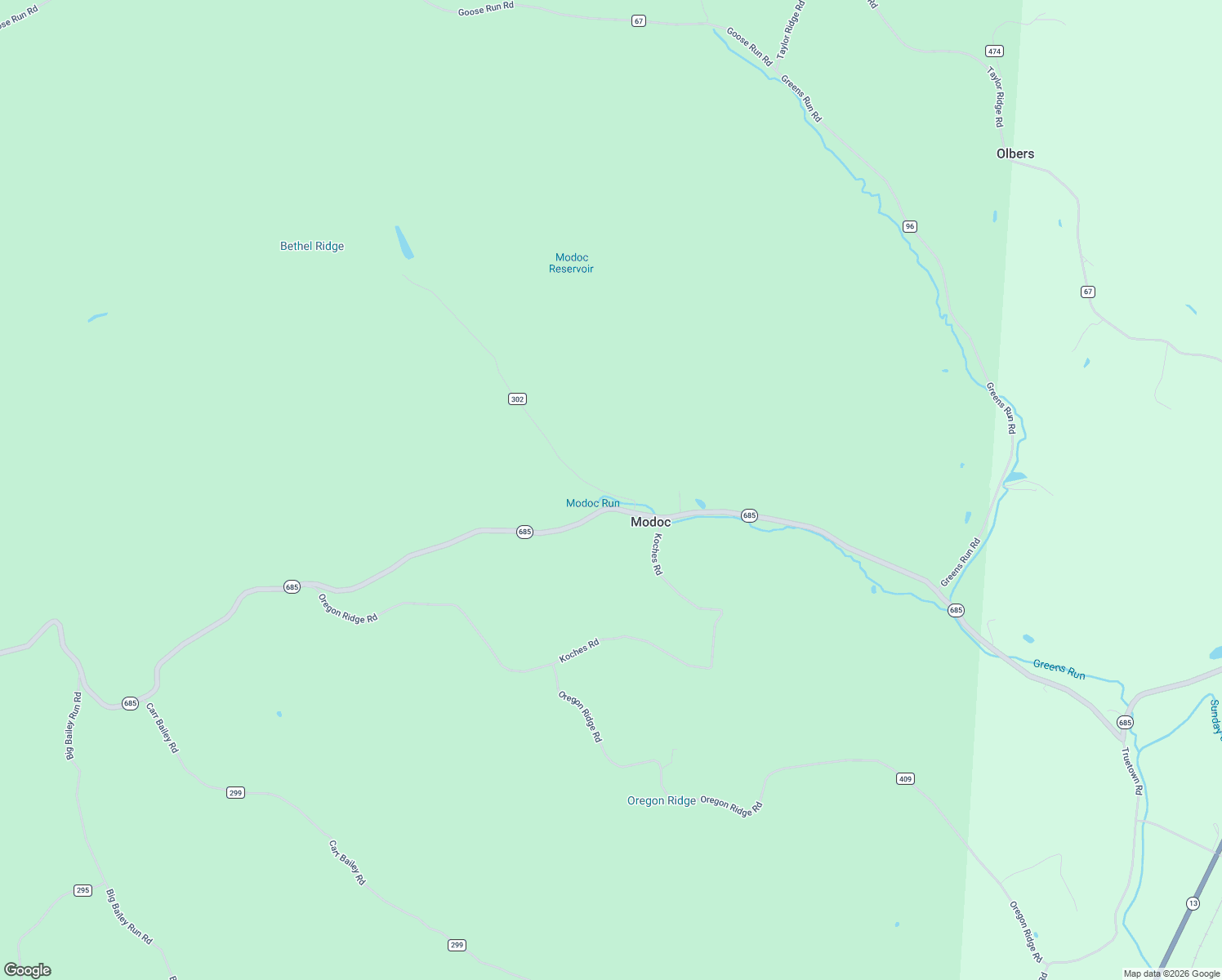 map of restaurants, bars, coffee shops, grocery stores, and more near 18348 Modoc Road in Glouster