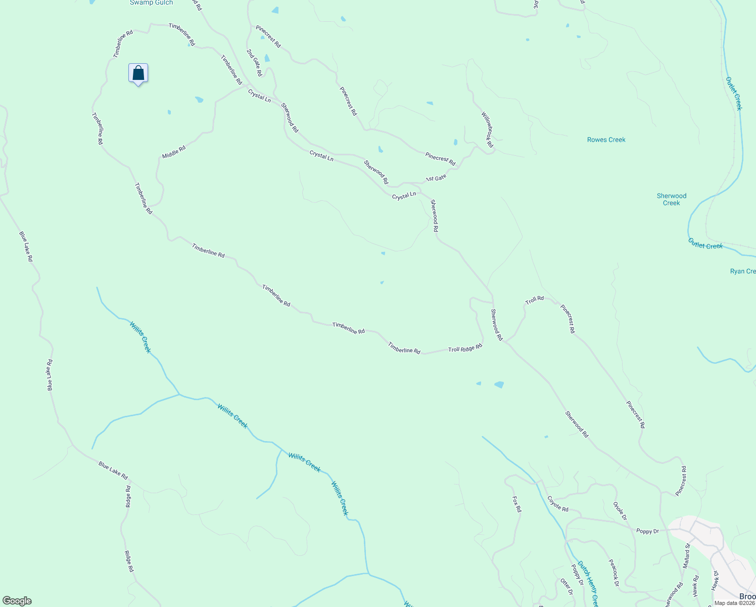 map of restaurants, bars, coffee shops, grocery stores, and more near 28855 Timberline Road in Willits