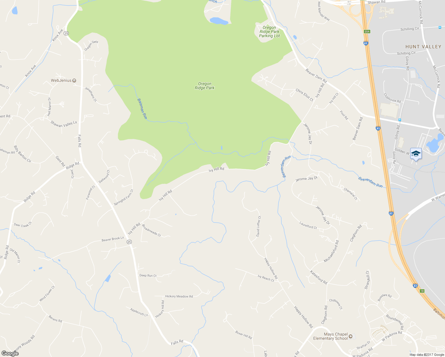 map of restaurants, bars, coffee shops, grocery stores, and more near 1117 Ivy Hill Road in Cockeysville