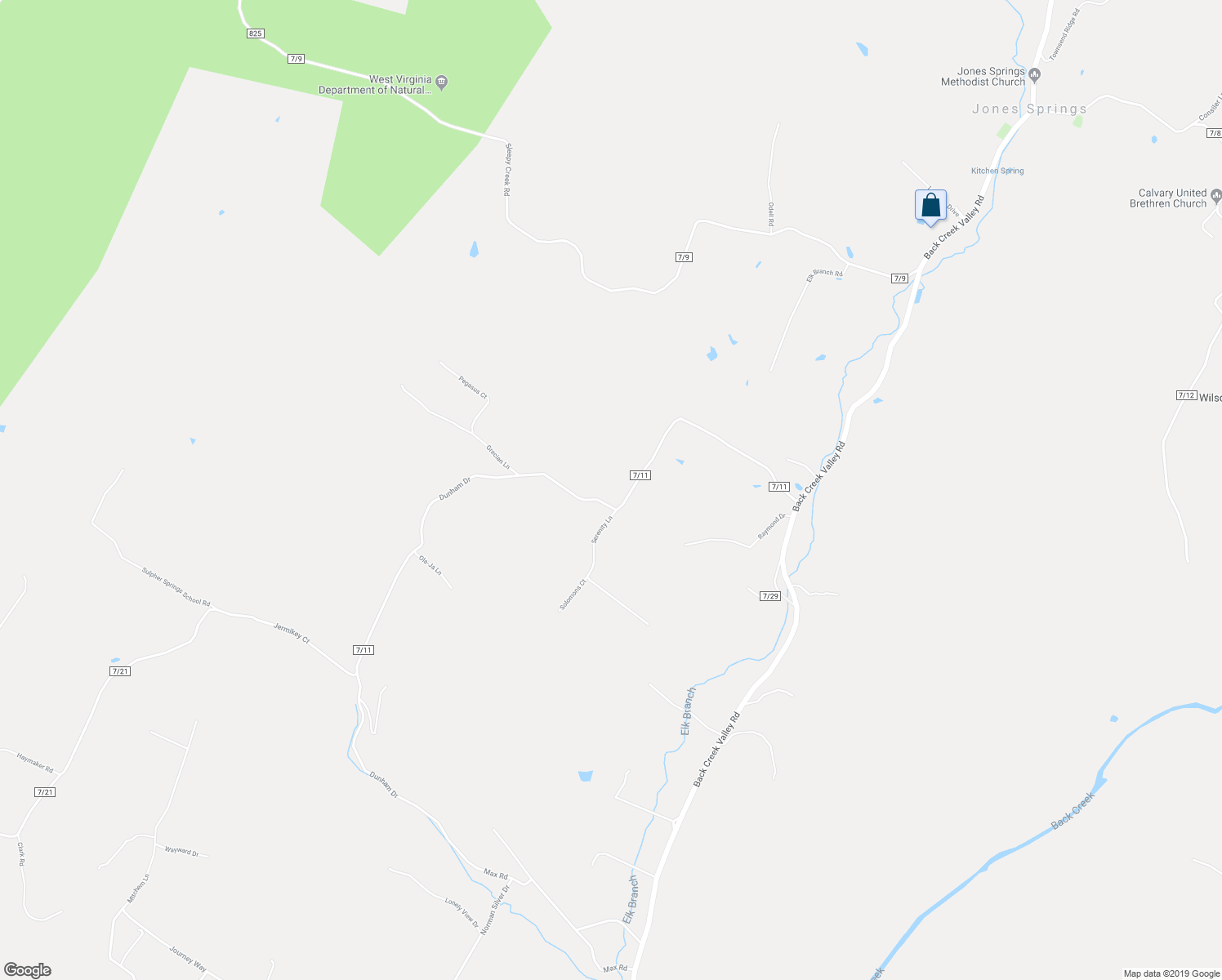 map of restaurants, bars, coffee shops, grocery stores, and more near 696 Dunham Drive in Hedgesville