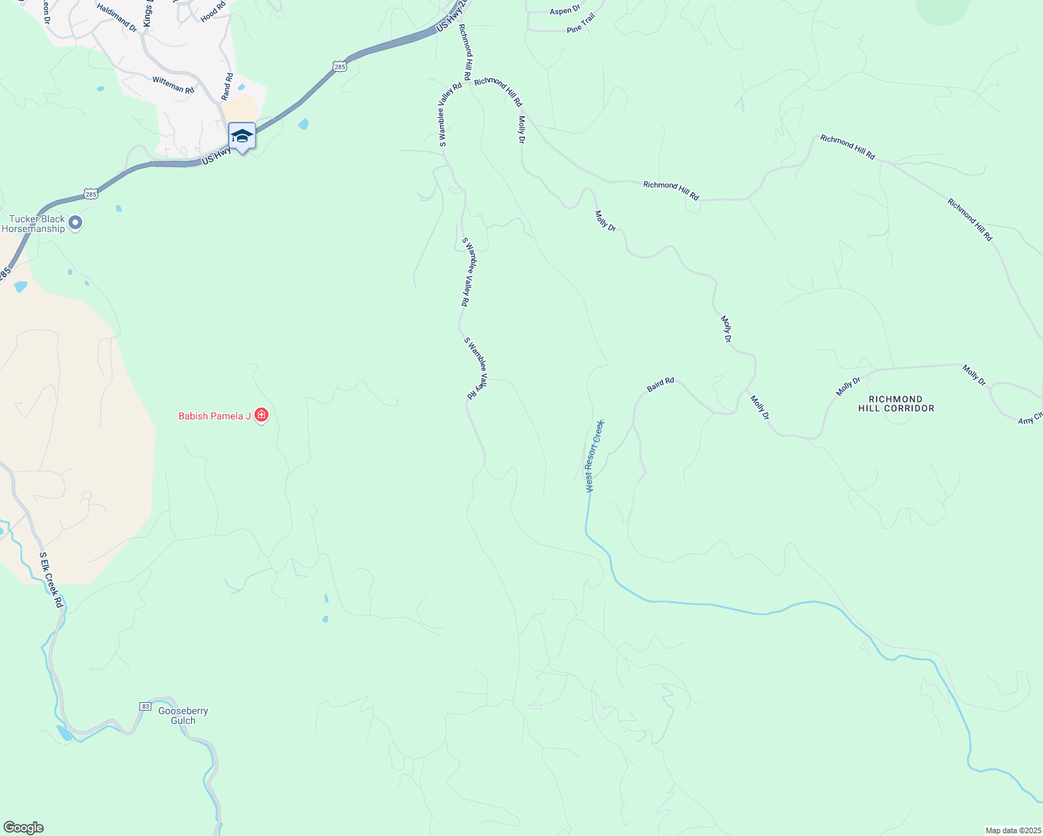 map of restaurants, bars, coffee shops, grocery stores, and more near 28623 Hummingbird Hill Road in Conifer