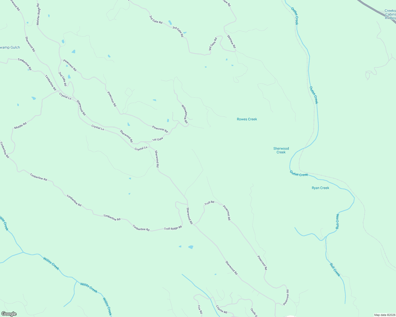 map of restaurants, bars, coffee shops, grocery stores, and more near Redwood Creek Road in Mendocino County