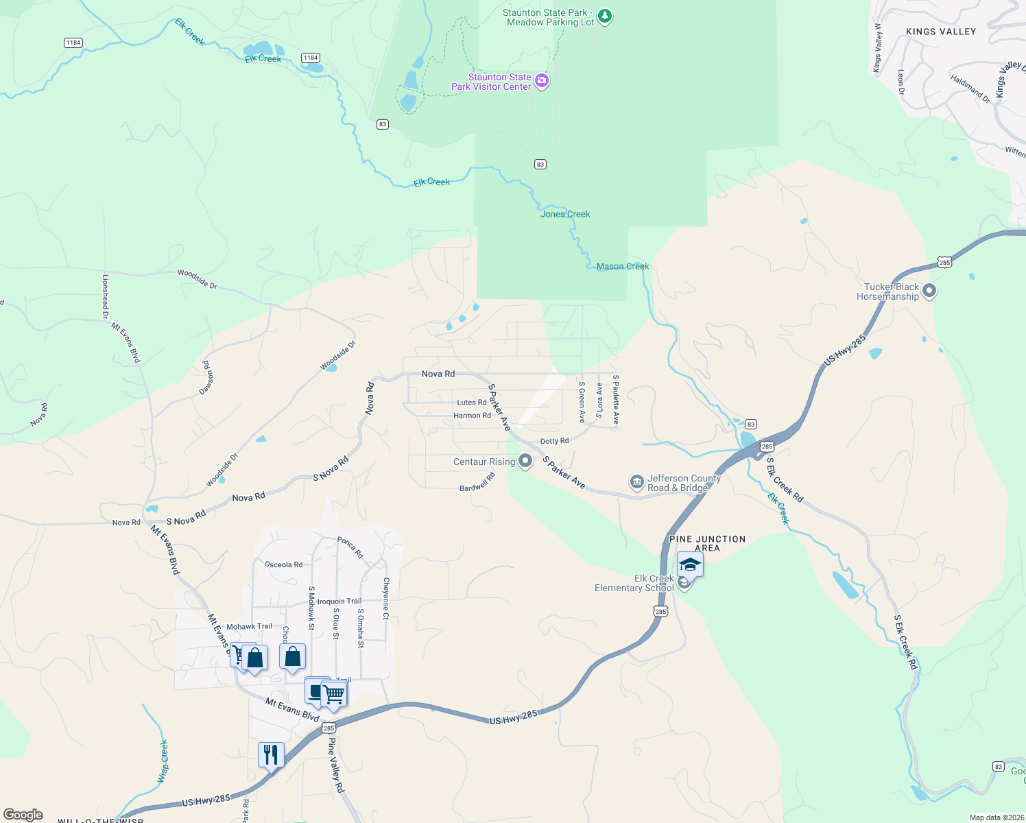 map of restaurants, bars, coffee shops, grocery stores, and more near 33626 Lutes Road in Pine