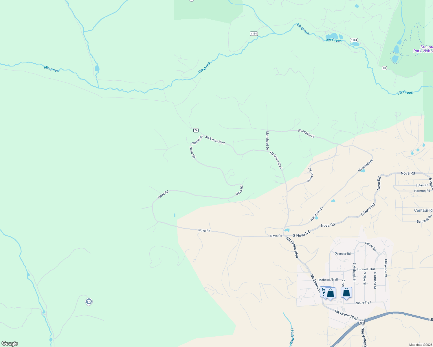 map of restaurants, bars, coffee shops, grocery stores, and more near 348 Nova Road in Pine