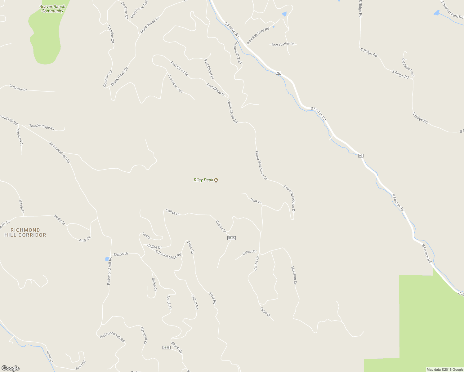 map of restaurants, bars, coffee shops, grocery stores, and more near 24143 Peak Drive in Conifer