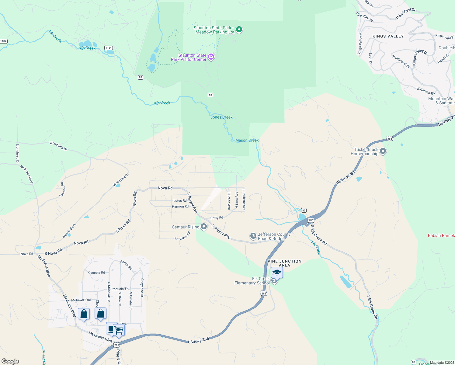 map of restaurants, bars, coffee shops, grocery stores, and more near 33342 Nova Road in Pine