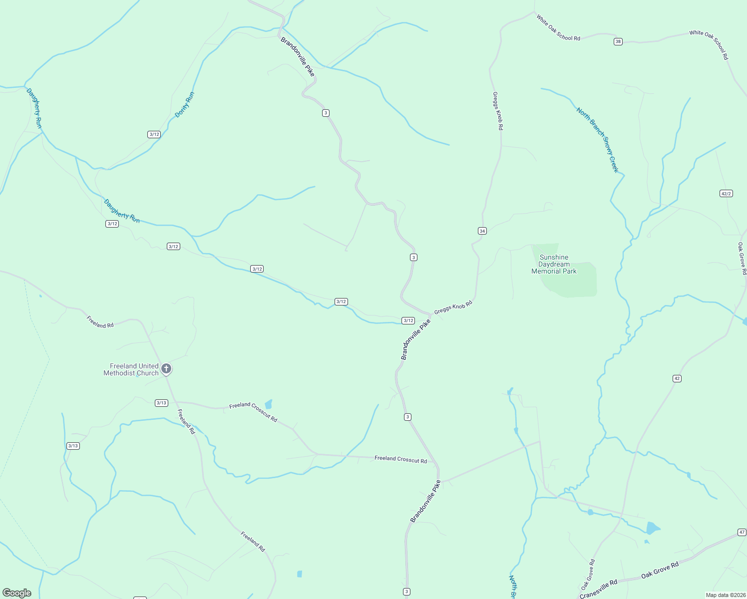 map of restaurants, bars, coffee shops, grocery stores, and more near 3205 Brandonville Pike in Terra Alta