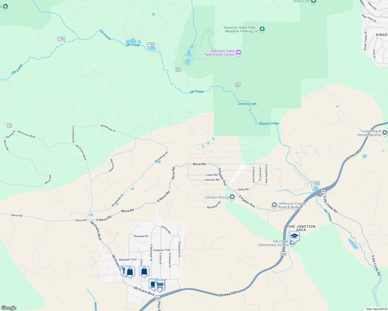 map of restaurants, bars, coffee shops, grocery stores, and more near 33968 Beverly Road in Pine