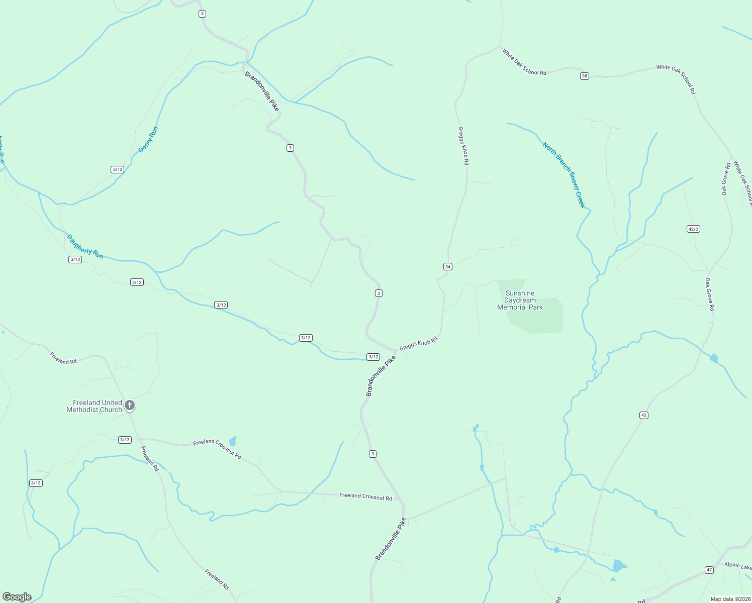 map of restaurants, bars, coffee shops, grocery stores, and more near 3205 Brandonville Pike in Terra Alta