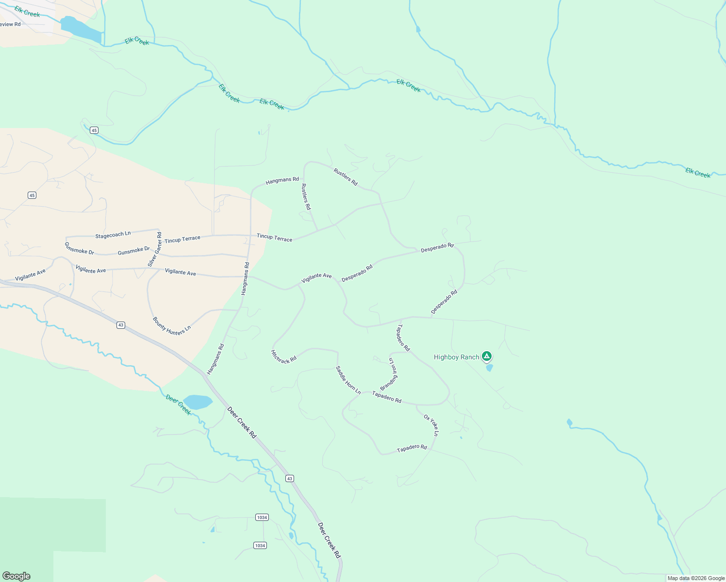 map of restaurants, bars, coffee shops, grocery stores, and more near 128 Desperado Road in Bailey