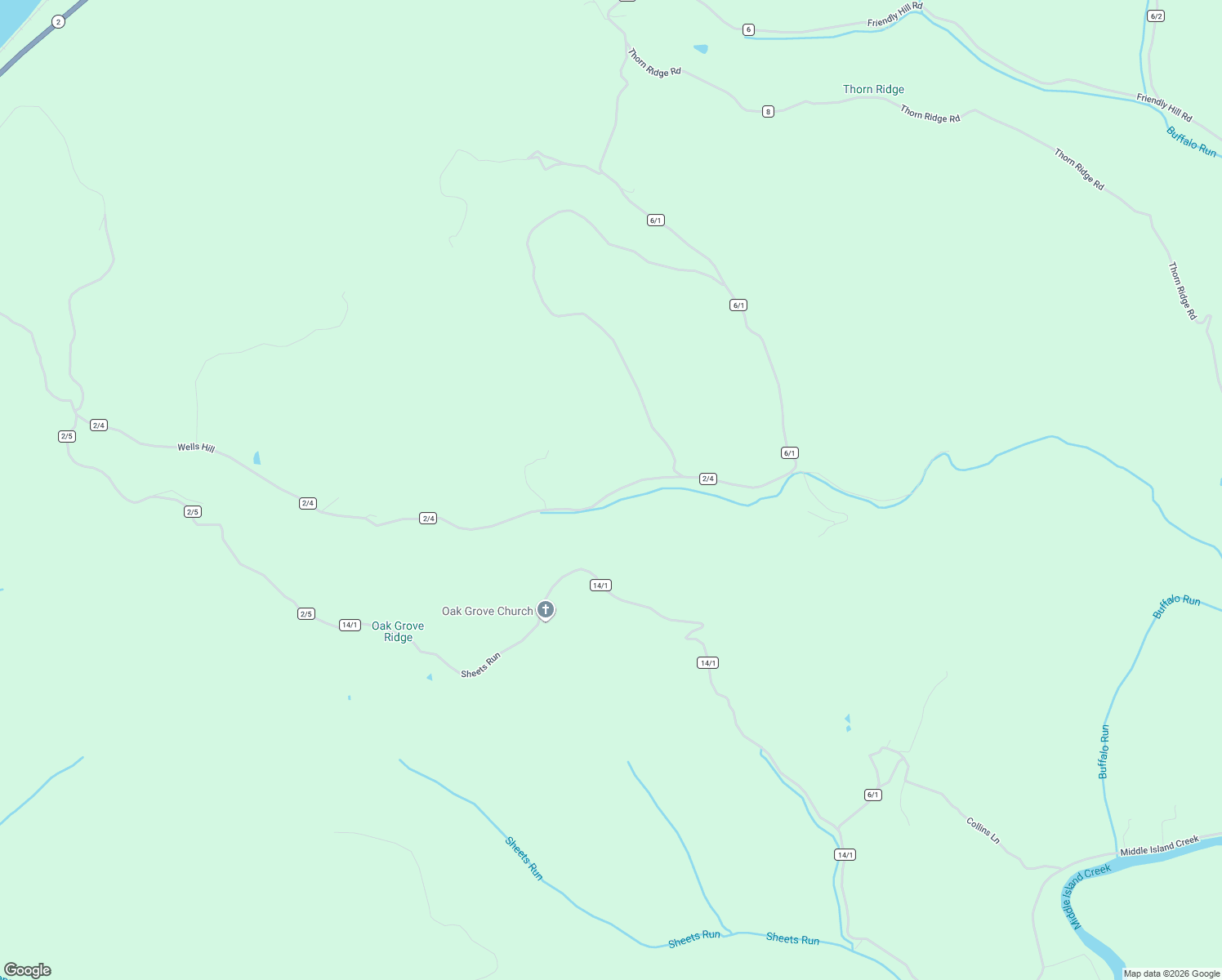 map of restaurants, bars, coffee shops, grocery stores, and more near County Road 2/4 in Friendly