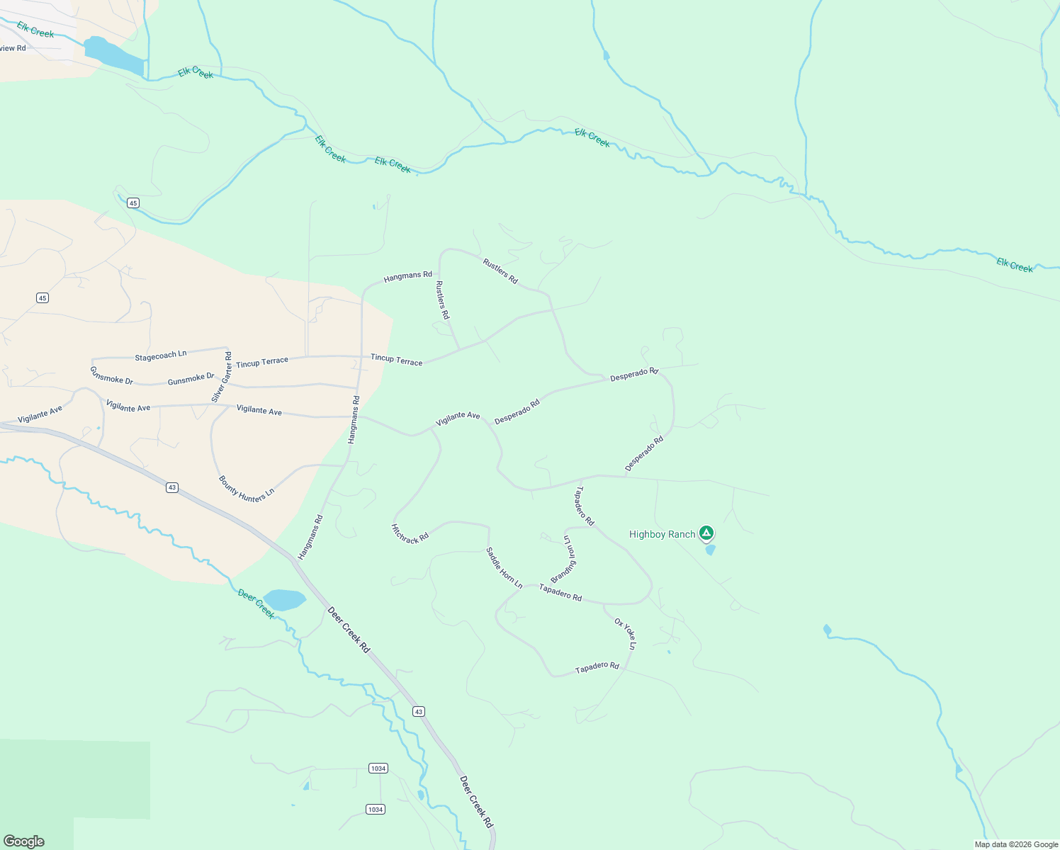 map of restaurants, bars, coffee shops, grocery stores, and more near 128 Desperado Road in Bailey