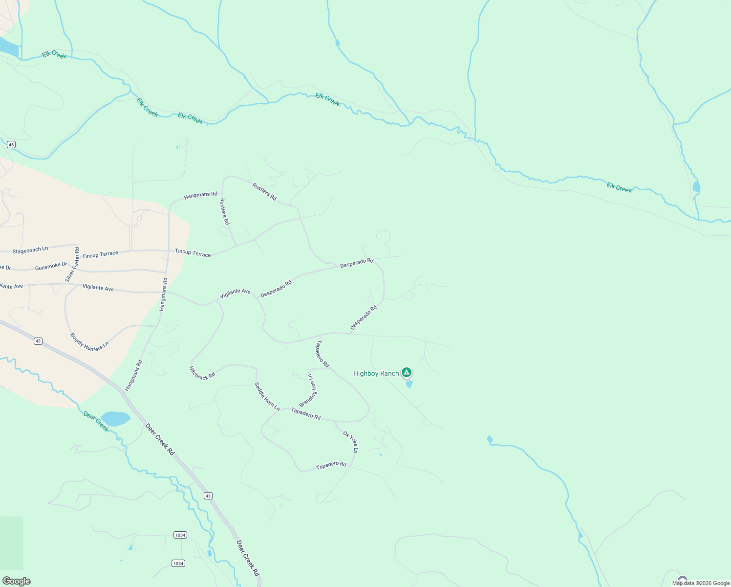 map of restaurants, bars, coffee shops, grocery stores, and more near 702 Desperado Road in Bailey