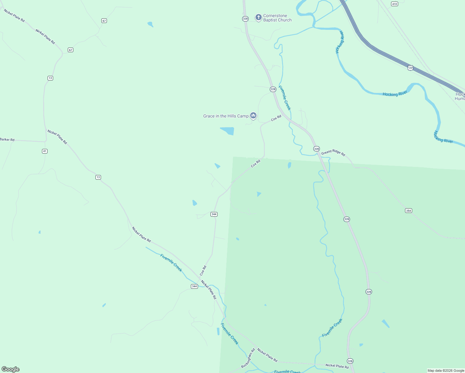 map of restaurants, bars, coffee shops, grocery stores, and more near 16282 Cox Road in Logan