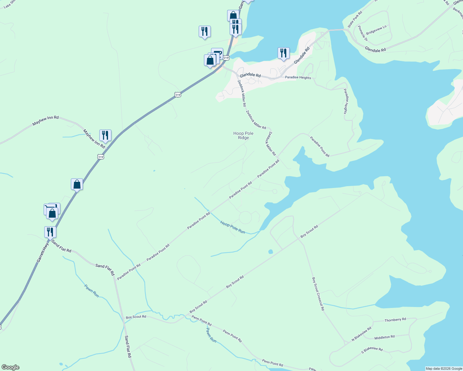 map of restaurants, bars, coffee shops, grocery stores, and more near 66 Paradise Ridge Road in Oakland