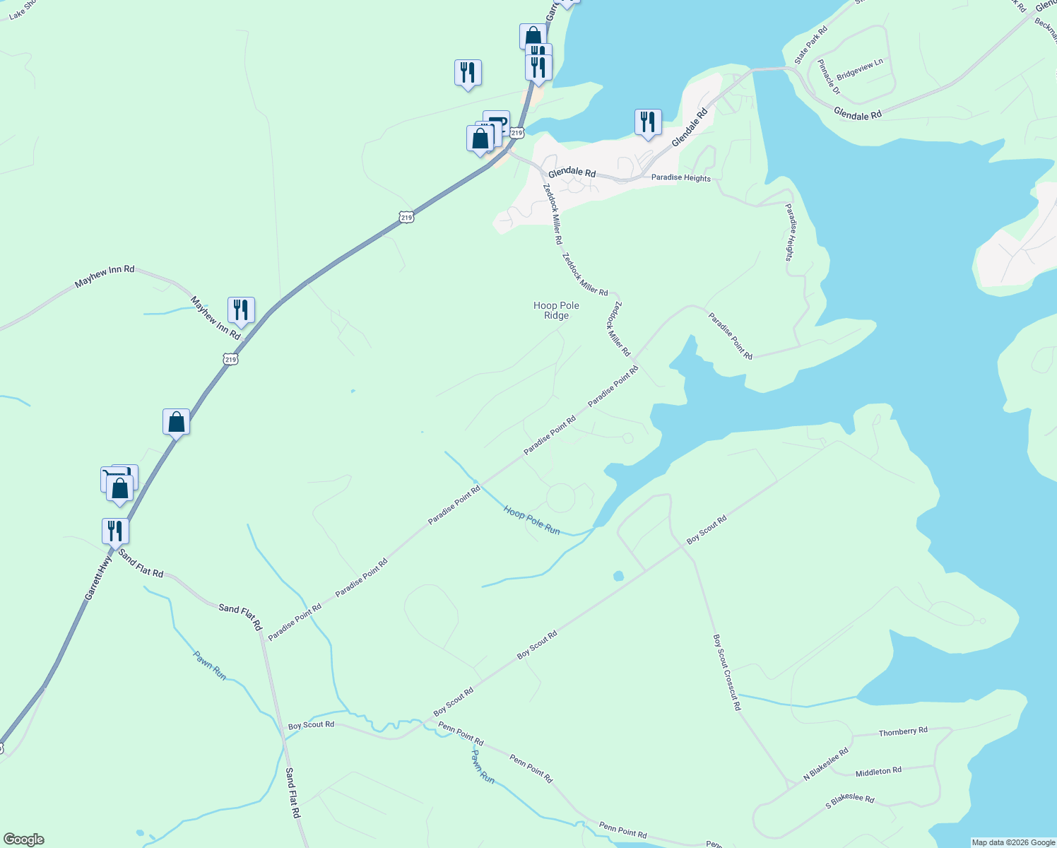 map of restaurants, bars, coffee shops, grocery stores, and more near 66 Paradise Ridge Road in Oakland