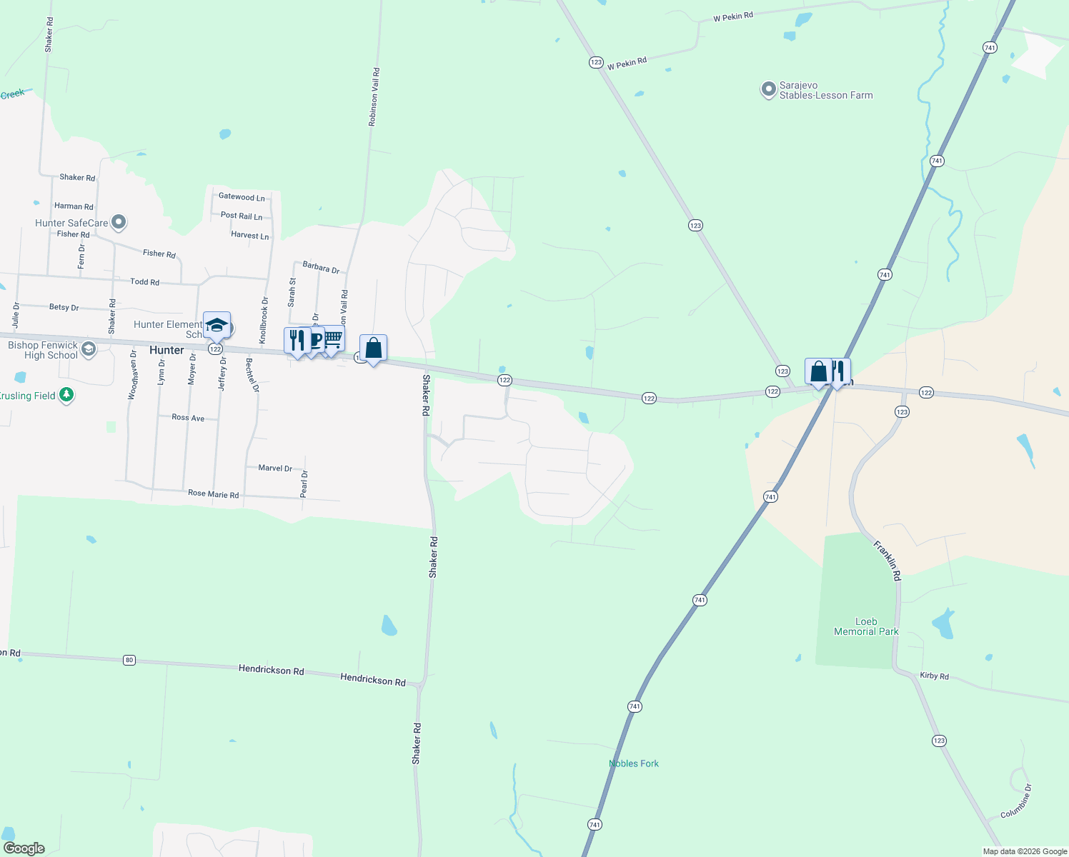 map of restaurants, bars, coffee shops, grocery stores, and more near 3346 Greycliff Trail in Franklin