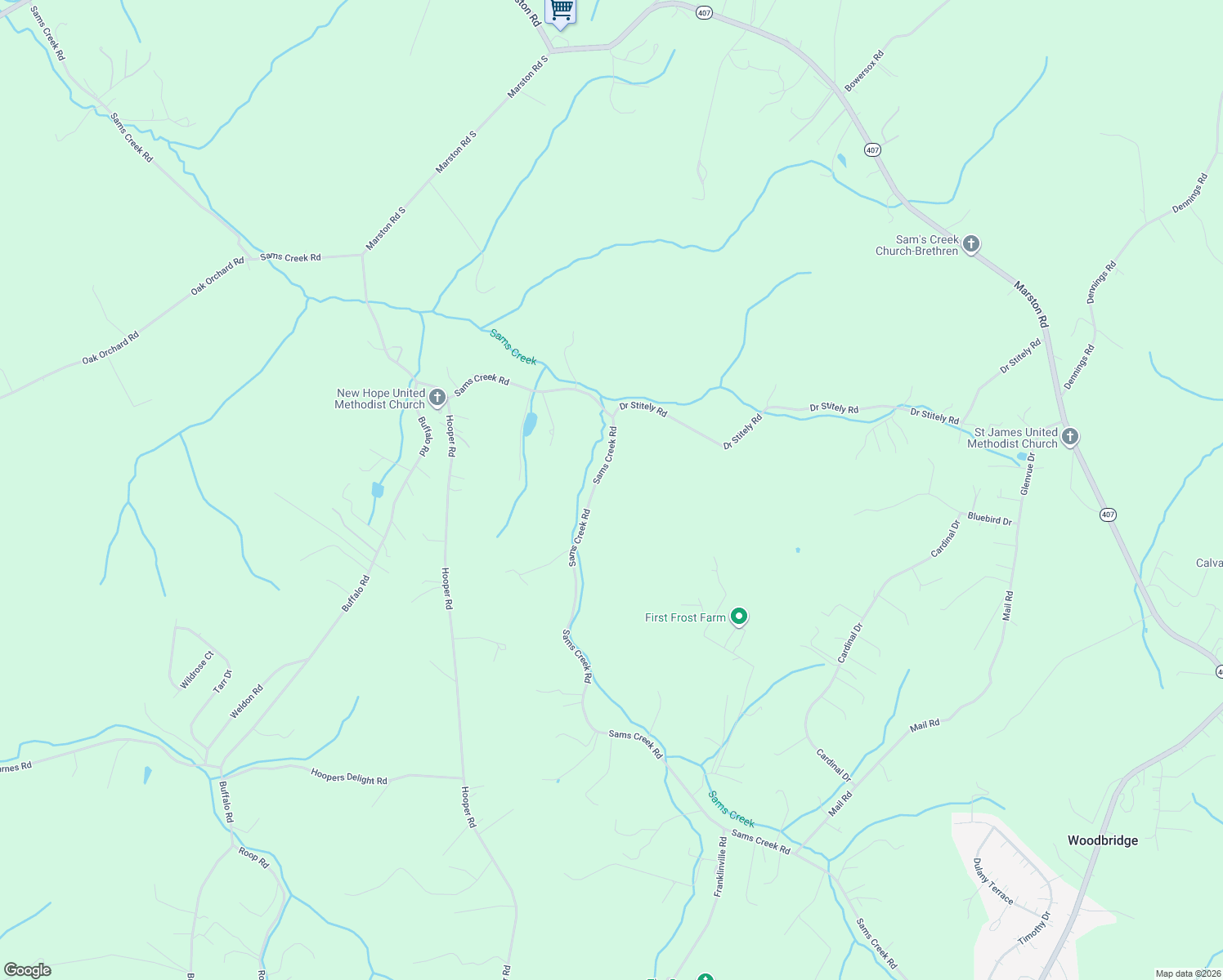 map of restaurants, bars, coffee shops, grocery stores, and more near 2940 Sams Creek Road in New Windsor