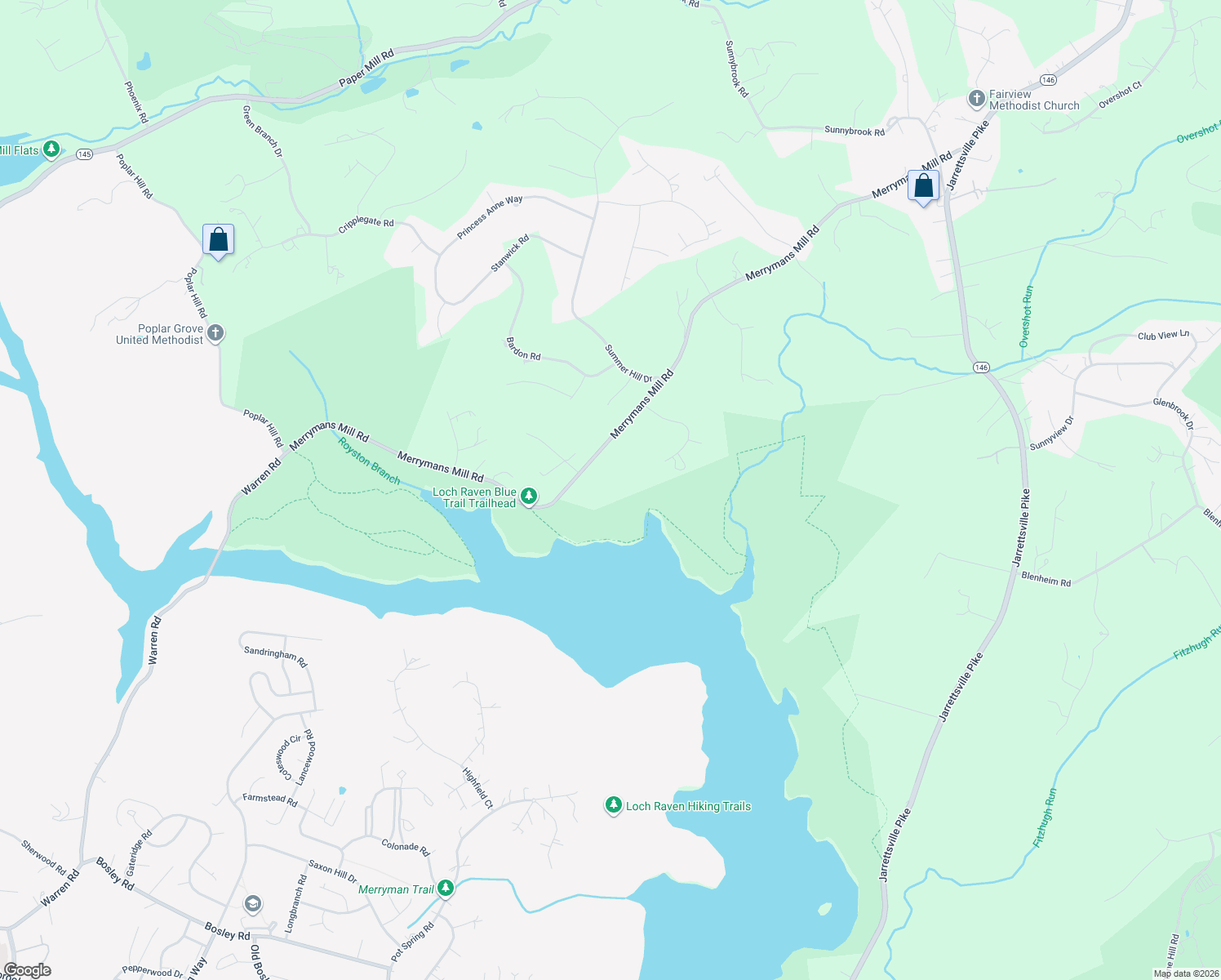 map of restaurants, bars, coffee shops, grocery stores, and more near 2513 Merrymans Mill Road in Phoenix