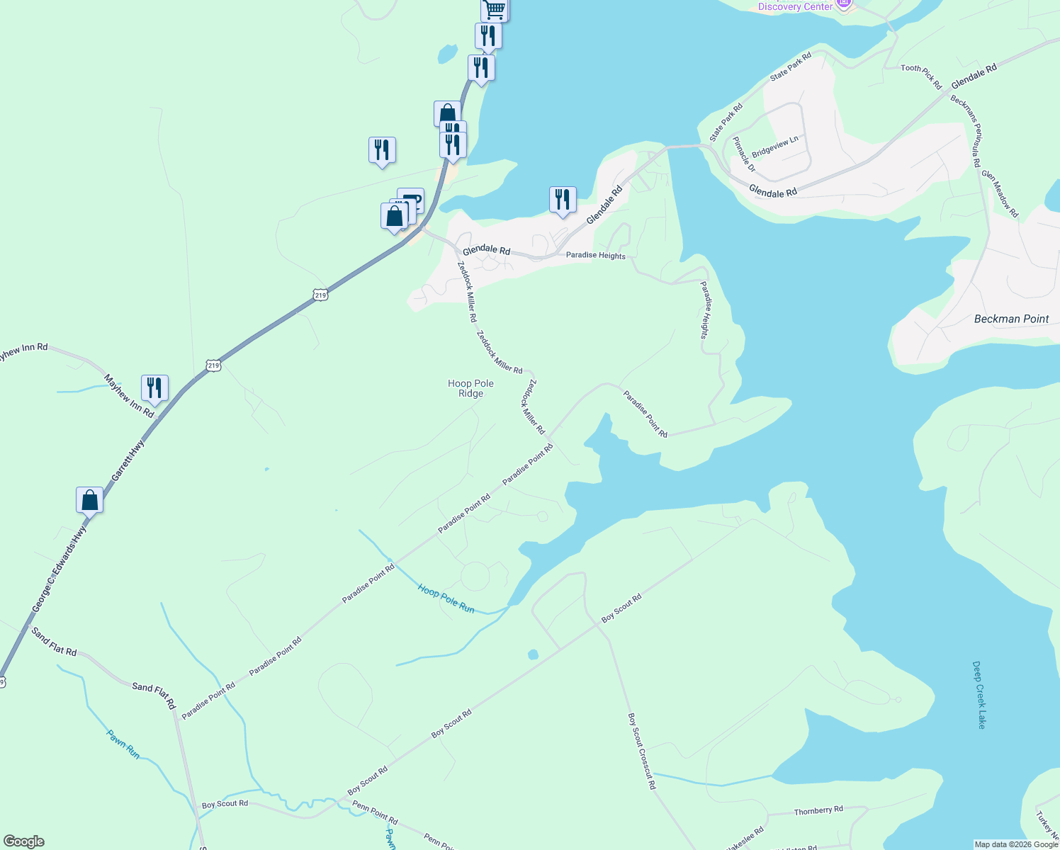 map of restaurants, bars, coffee shops, grocery stores, and more near 77 Zeddock Miller Road in Oakland