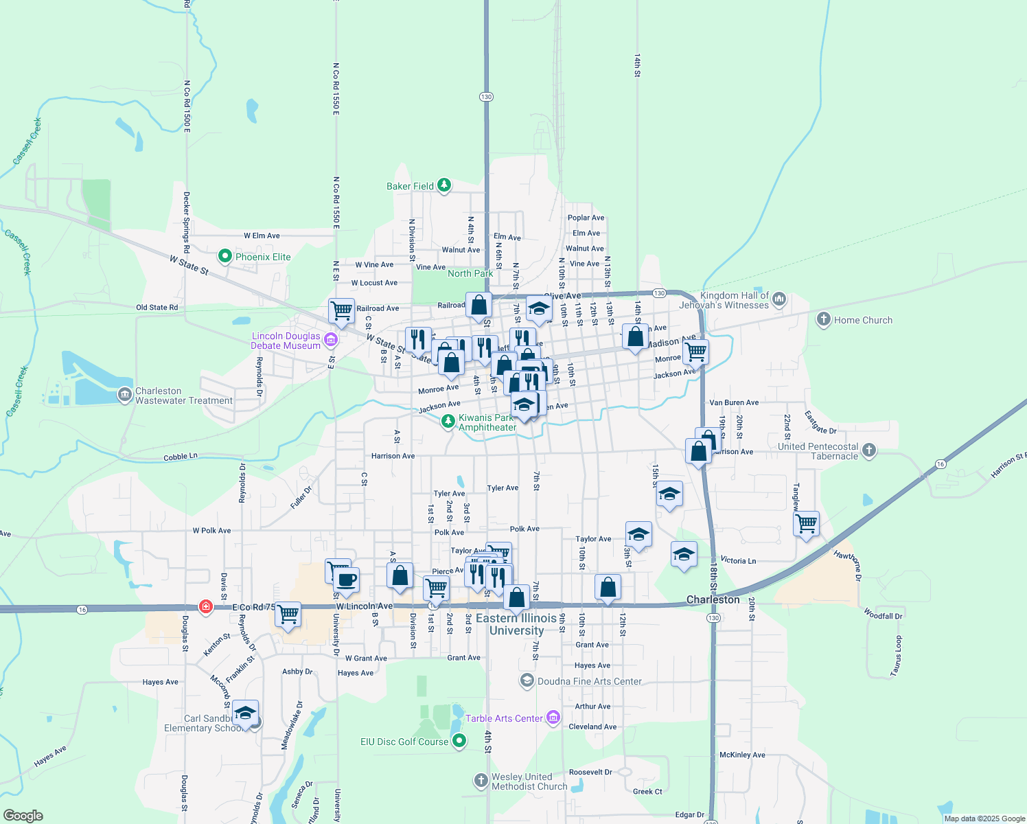 map of restaurants, bars, coffee shops, grocery stores, and more near 498 Van Buren Avenue in Charleston