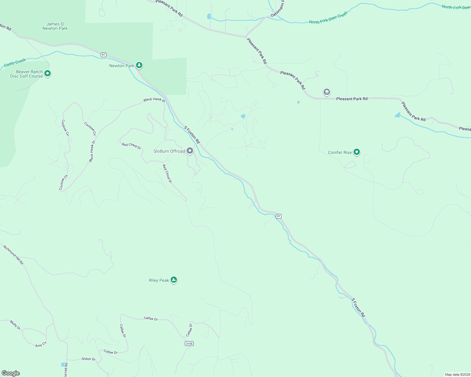 map of restaurants, bars, coffee shops, grocery stores, and more near 12149 South Foxton Road in Conifer